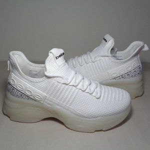 Bebe Size 8 M ANALIA White Rhinestone Studded Lace Sneakers New Women's Shoes